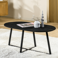 Kaya ovale salontafel 90x45cm zwart van het woonmerk Vurna