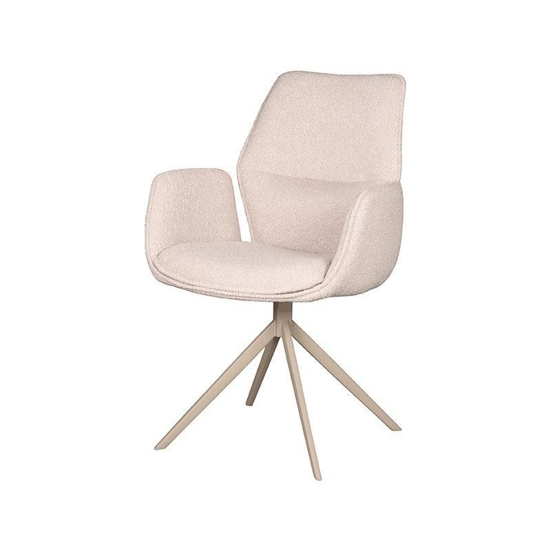 Mellow eetkamerstoel bouclé naturel - taupe onderstel