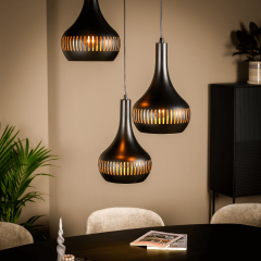 Janelle hanglamp 3L 60 cm kegel zwart van het woonmerk Vurna