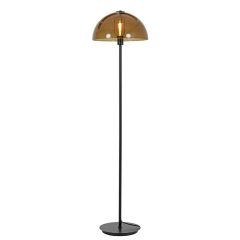 Mellan vloerlamp - mat zwart/glas bruin