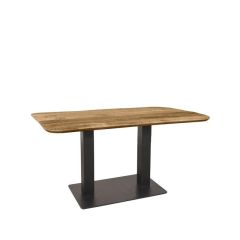 Restauranttafel 120x70x74 cm  - naturel mangohout - zwart metaal