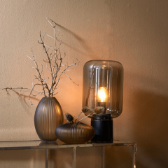 Arturan tafellamp Ø22 cm smoke glas/mat zwart  van het woonmerk Light & Living