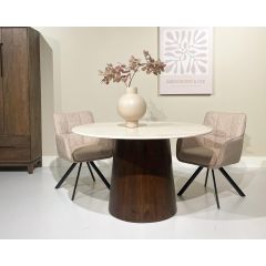 Brix Bottecino eettafel ø130 cm - donkerbruin/beige