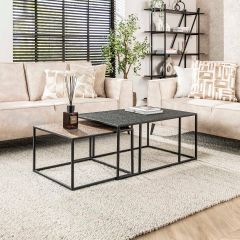 Miranda salontafel set van 2 rechthoek iron metallic - grijs