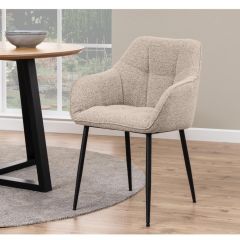 Nøra Nila armstoel | zwart metaal onderstel | stof Monza - beige