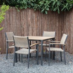 Arezzo tuintafel vierkant polywood teaklook 90x90 cm