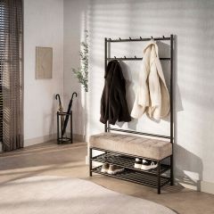 Odell garderobe bank 6+5 haken - bruin