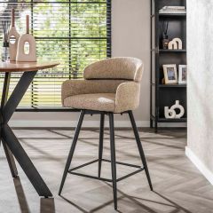Enzo barstoel draaibaar bouclé - zand - OUTLET B