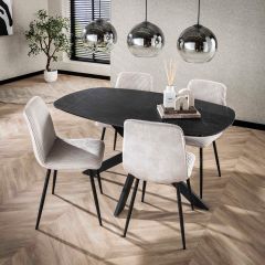 Gabriel eettafel 150 cm deens ovaal - zwart bruin