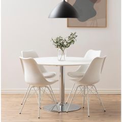 Nøra Sila eetkamerstoel | metaal onderstel | PU leer - wit