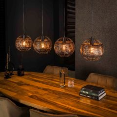 Monty hanglamp 4L - Ø25 cm - zwart/bruin