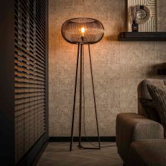 Antoine vloerlamp 3-poot koper twist - zwart nikkel