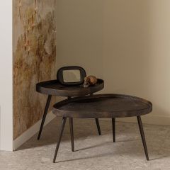 Crude bijzettafel set van 2 - antiek brons