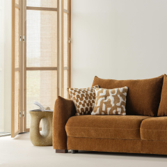 Fayden kussen set van 3 chenille - bruin/naturel