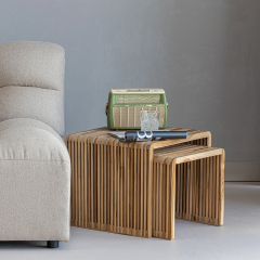 Jasmijn bijzettafel set van 2 recycled teak - naturel