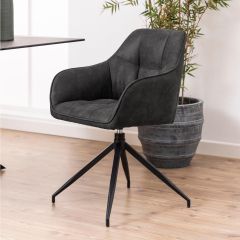 Nila armstoel | zwart metaal onderstel | stof Preston - antraciet