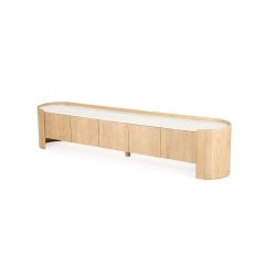 Don tv-meubel 240 cm - naturel hout/marmer