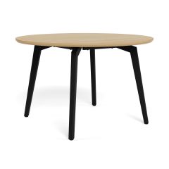 Nøra Laurens ronde eettafel Ø120x75 cm | zwart metaal onderstel | eikenfineer melamine - naturel