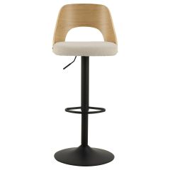 Nøra Jamaal verstelbare barstoel | zwart metaal onderstel | stof Apia - beige/naturel