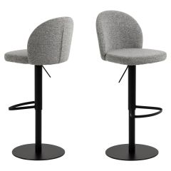 Nøra Deena verstelbare barstoel | zwart metaal onderstel | stof Monza - grijs