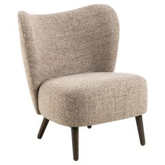 Nøra Cedric fauteuil | bruin hout onderstel | stof Java - mocca