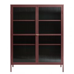 Olan glazen vitrinekast - 140 cm - rood - OUTLET A