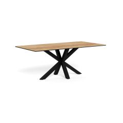 Nøra Donovan rechthoekige eettafel 200x100x75.5 cm | metaal onderstel | keramiek hout - naturel