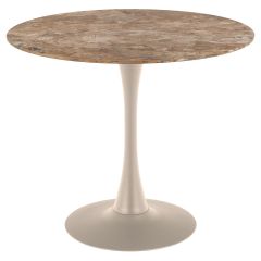 Nøra Michelle ronde eettafel Ø90x75 cm | grijs metaal onderstel | gepolijst keramiek - bruin