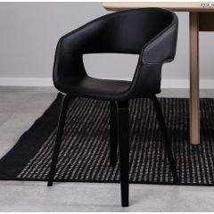 Nøra Peru armstoel | zwart oak onderstel | PU leer - zwart