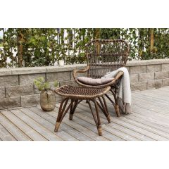 Leila loungestoel - donker walnoot - rattan