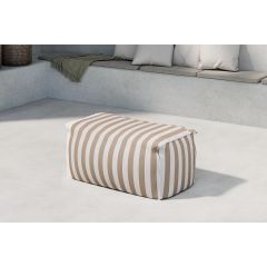 Liam poef stof - wit/beige gestreept