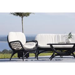 Hugo outdoor loungestoel - wicker - zwart