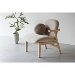 Nakamura fauteuil - rubberhout en stof - beige