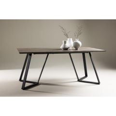 Mako rechthoekige eettafel - 180 x 90 cm - donkerbruin/zwart