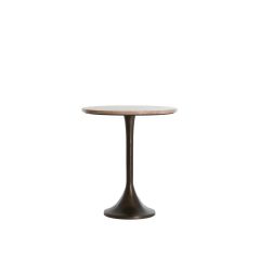 Dolin bijzettafel Ø48x53 cm - rood travertin/donkerbruin
