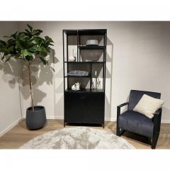 York vakkenkast - 90 cm - mangohout - zwart