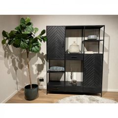 York vakkenkast - 160 cm - mangohout - zwart