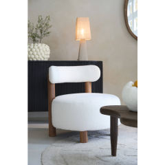 Ferentino fauteuil - acacia hout/bouclé crème