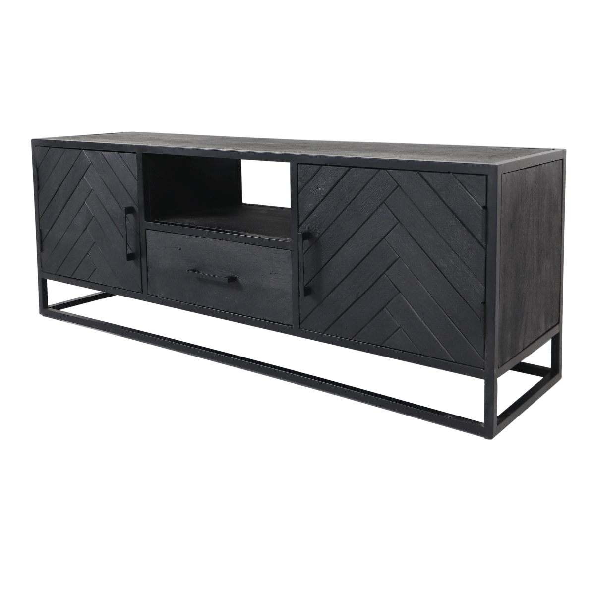 tv-meubel 150x40x55 mangohout/metaal zwart het collection