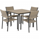 Arezzo terrastafel 90 cm & 4x terrasstoel wicker