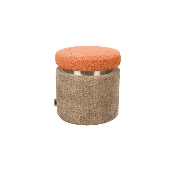 Sen poef bouclé ø39 cm - bruin/oranje
