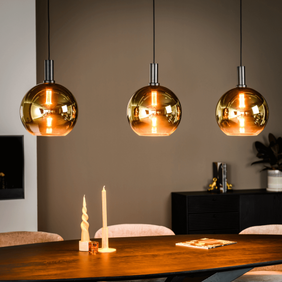 Justine hanglamp 3L 120 cm glas goud van het woonmerk Vurna