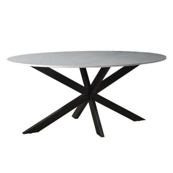 Marble eettafel ovaal 180 cm - wit