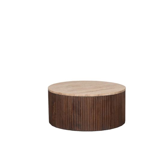 Ribble salontafel ø50 cm mangohout - beige/donkerbruin