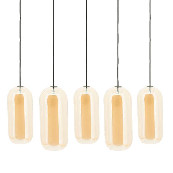 Shona cluster hanglamp rechthoek - amberkleurig