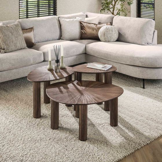 Alistair bijzettafel set van 3 driehoek Maya teak - bruin