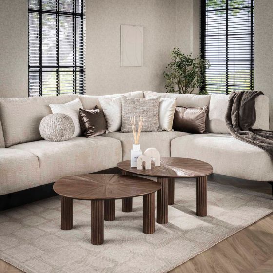 Umair salontafel set van 2 vierhoekig Maya teak - bruin