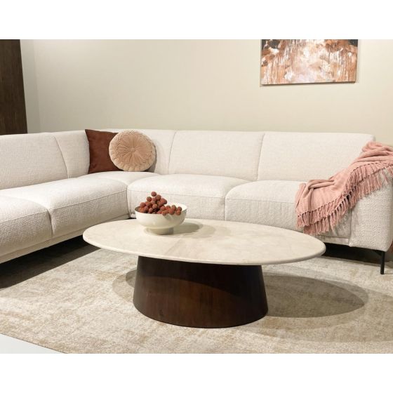 Bottecino salontafel ovaal 120 cm - donkerbruin/beige