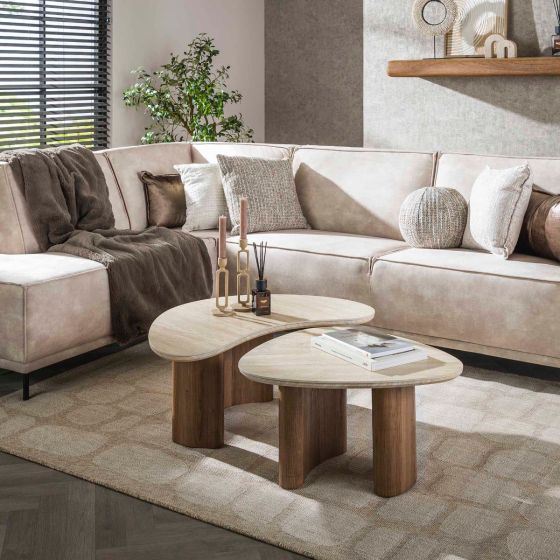 Ingram salontafel set van 2 organisch keramiek - naturel