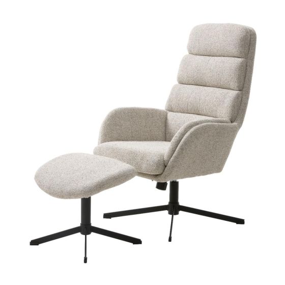 Khan fauteuil met voetensteun - off white